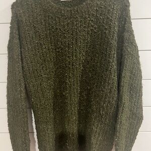 Zenana Outfitters Forest Green Textured Crew Neck Sweater